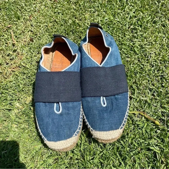 Rag & Bone Nina Blue Denim Leather Jute Slip-On Espadrilles Size 38 / 7.5 - Picture 4 of 15